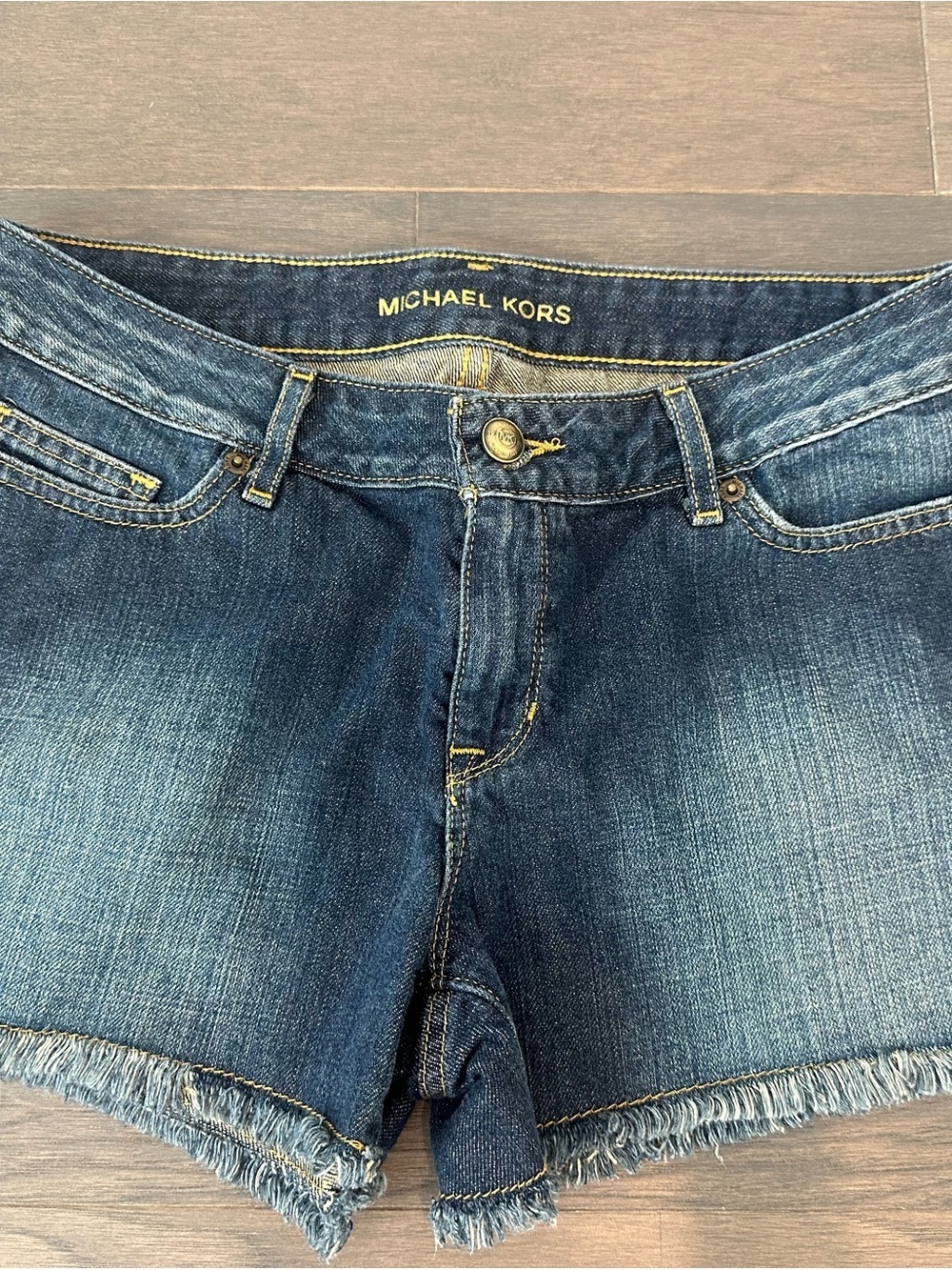 Michael Kors Dark Blue Denim Frayed Hem Women's Shorts size 4